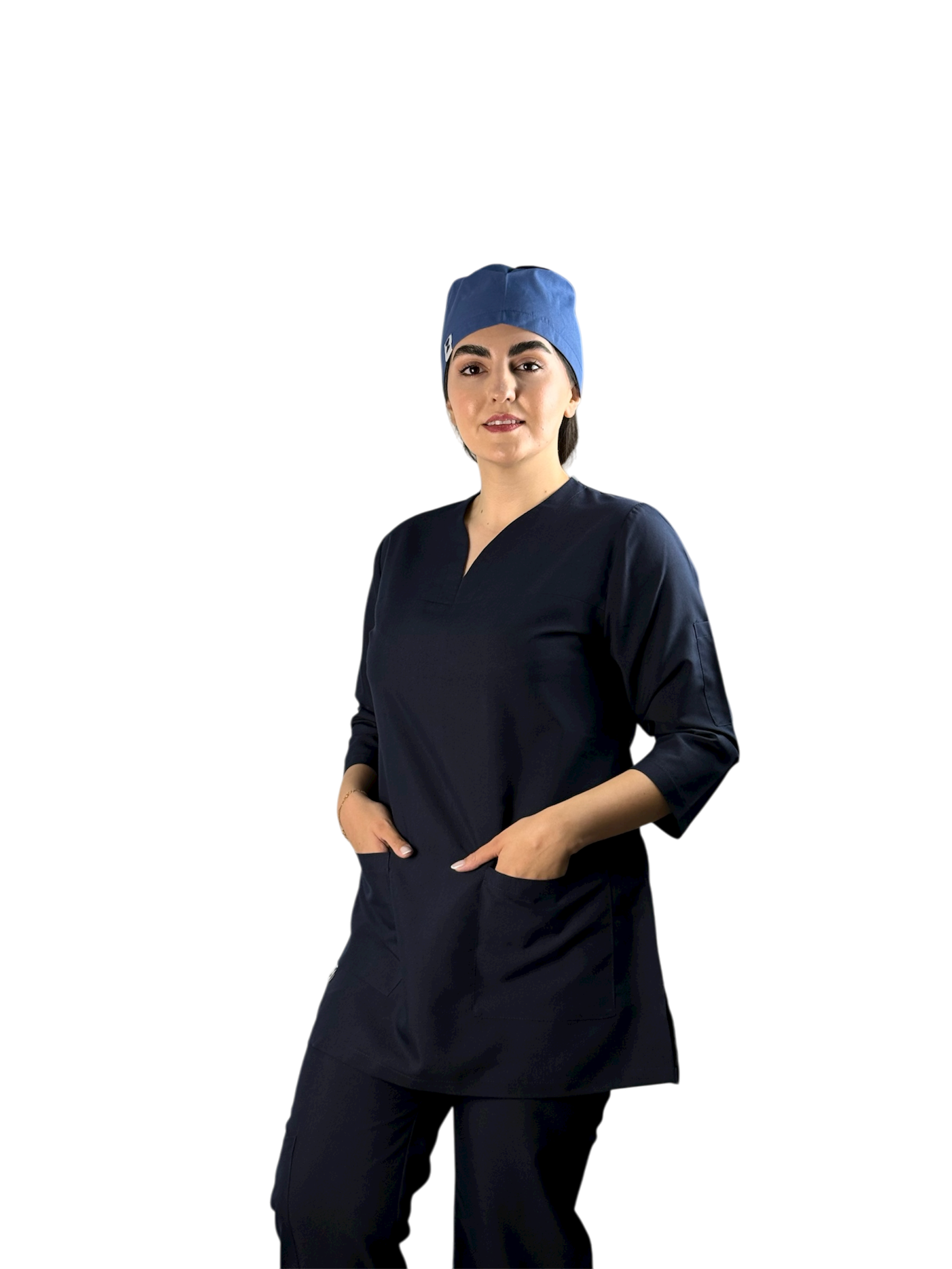 ست مانتو شلوار بیسیک زنانه سرمه ای تیره ذن اسکراب